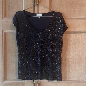Sparkling NWOT Black Carmen Marc Valvo Top with Sequins